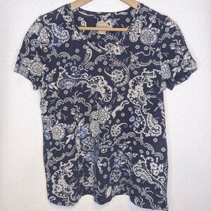 Chico's t shirt paisley print with embroidered accents